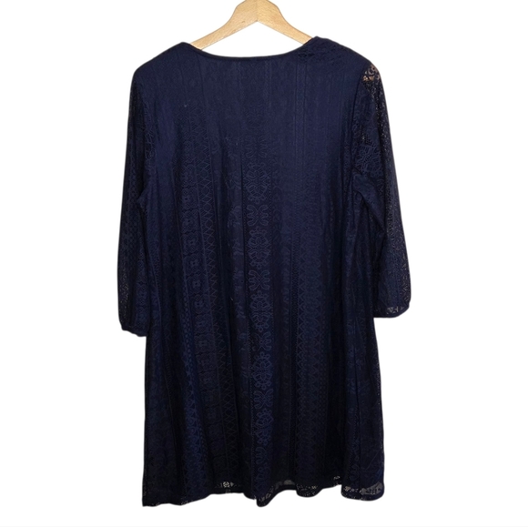 Xhilaration | Navy Blue Lace Boho Long Sleeve V-neck Dress Plus Size X - Picture 5 of 5
